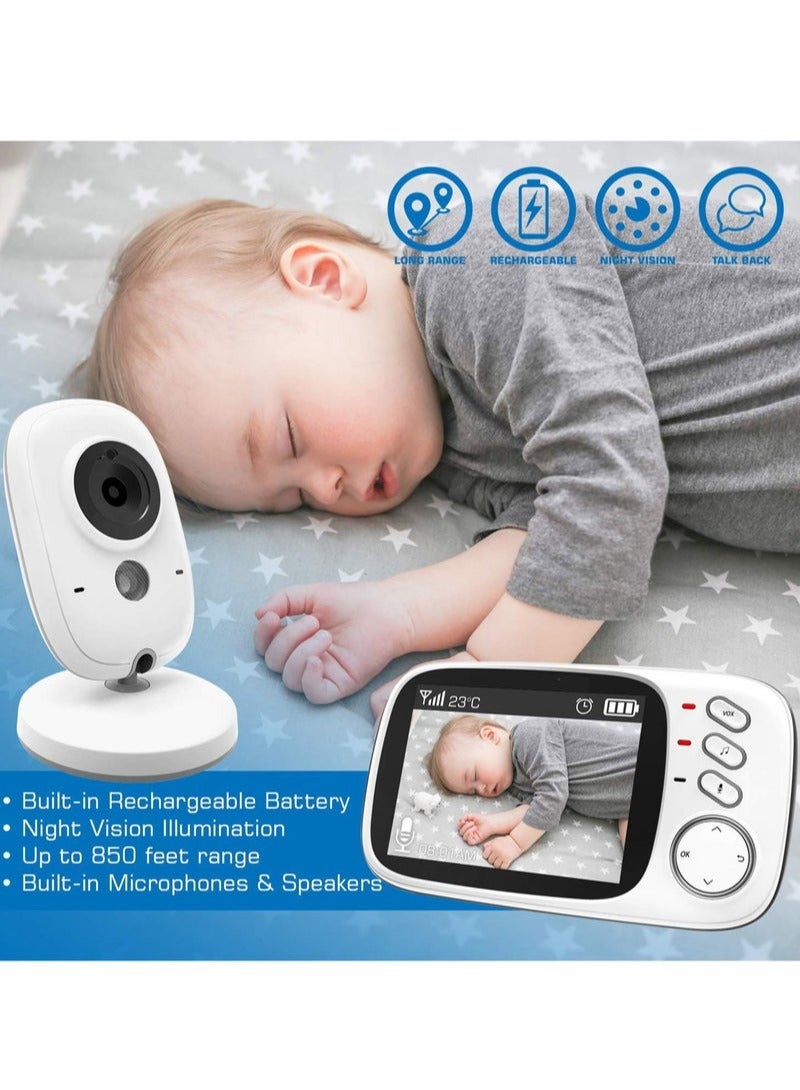 Generic Video Baby Monitor Long Range Upgraded 850’ Wireless Range, Night Vision, Temperature Monitoring and Portable 3.2” Color Screen  - Image 4
