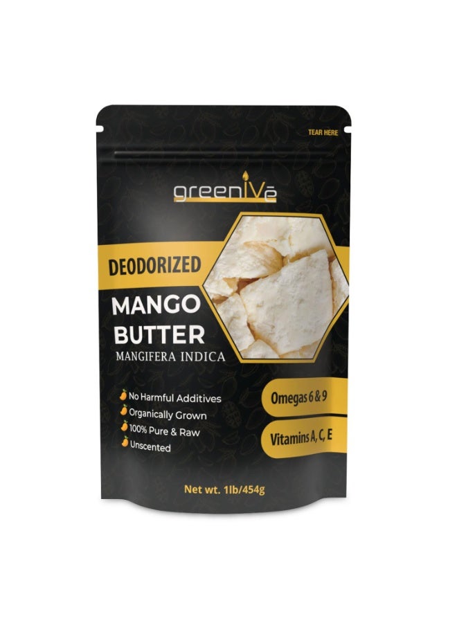 GreenIVe Deodorized Mango Butter Chuncks 100% Pure Raw Unrefined Natural Creamy Skin Hair Moisturizer Hydrating Body Butter Lotion Lip Balm Soap Making DIY Cosmetics Whipped Creams Food Grade 16oz - Image 1