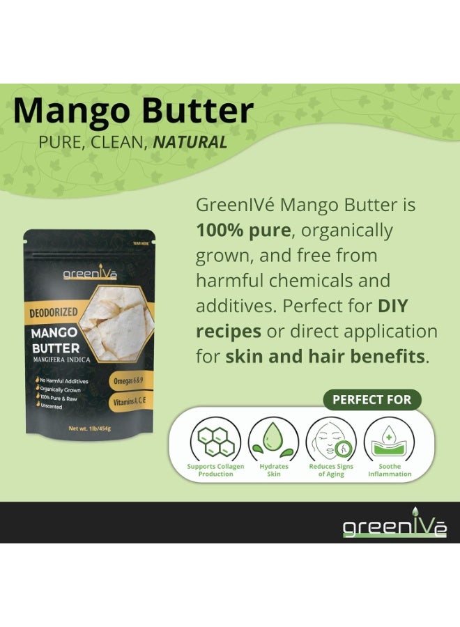 GreenIVe Deodorized Mango Butter Chuncks 100% Pure Raw Unrefined Natural Creamy Skin Hair Moisturizer Hydrating Body Butter Lotion Lip Balm Soap Making DIY Cosmetics Whipped Creams Food Grade 16oz - Image 2