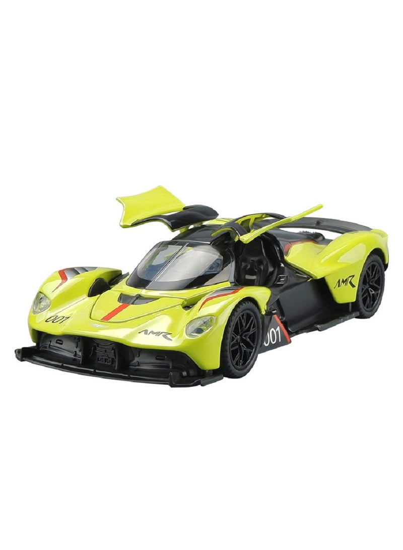 HALAMODO 1:32 Alloy Hypercar Die-Cast Vehicle Car Model , With Light/Sound & Opening Doors , Pull-Back Toy With Display Stand , Model Car for Kids Boy Girl Gift , Green , 15 cm*6.5 cm*3.7 cm - Image 1