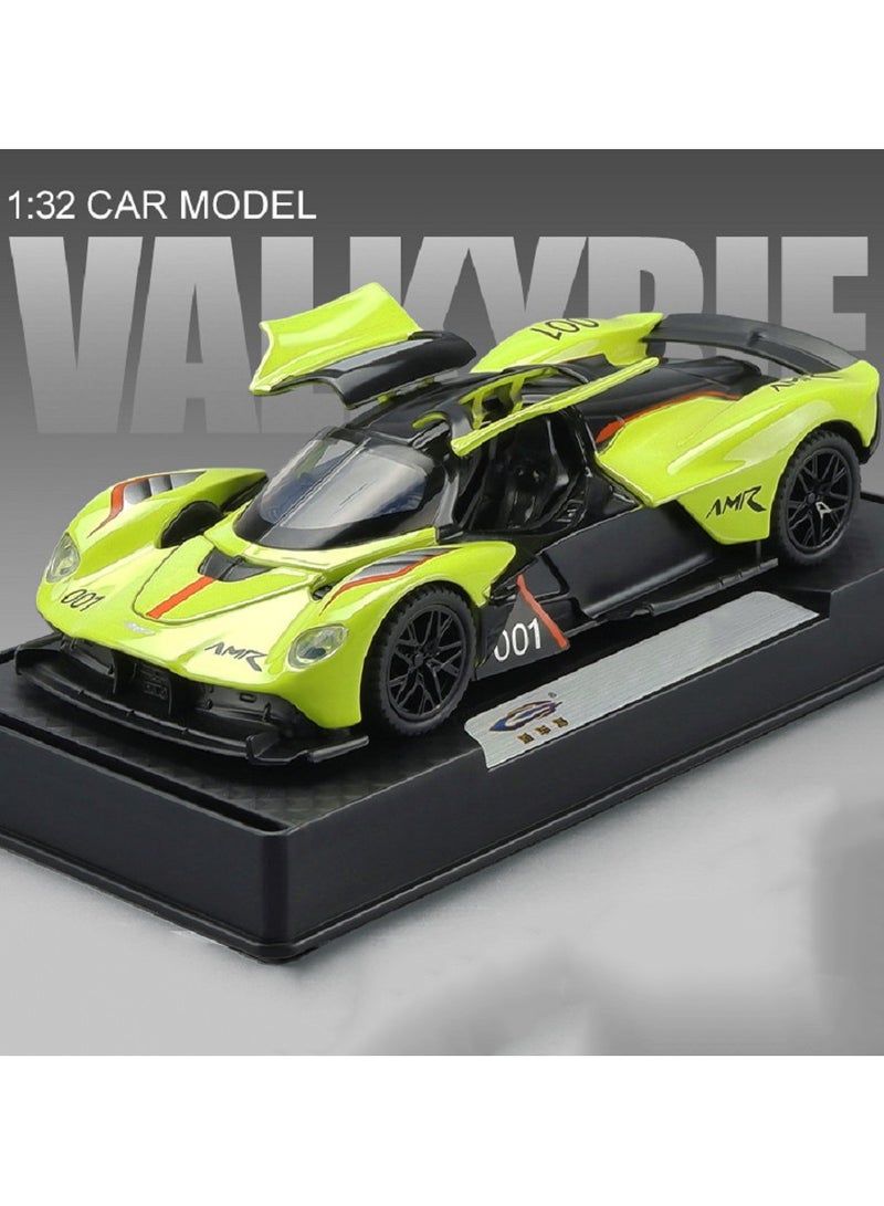 HALAMODO 1:32 Alloy Hypercar Die-Cast Vehicle Car Model , With Light/Sound & Opening Doors , Pull-Back Toy With Display Stand , Model Car for Kids Boy Girl Gift , Green , 15 cm*6.5 cm*3.7 cm - Image 2