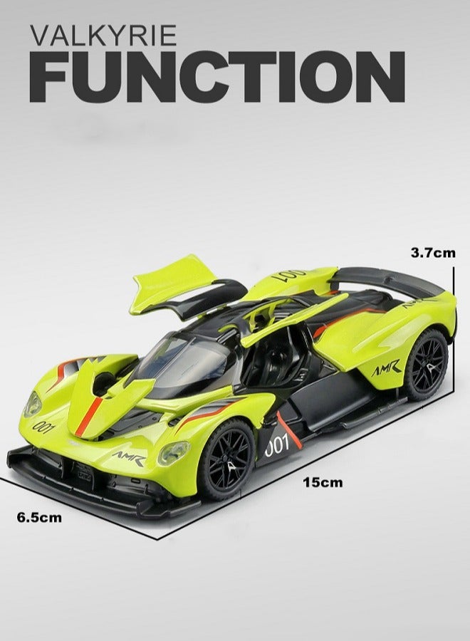 HALAMODO 1:32 Alloy Hypercar Die-Cast Vehicle Car Model , With Light/Sound & Opening Doors , Pull-Back Toy With Display Stand , Model Car for Kids Boy Girl Gift , Green , 15 cm*6.5 cm*3.7 cm - Image 3