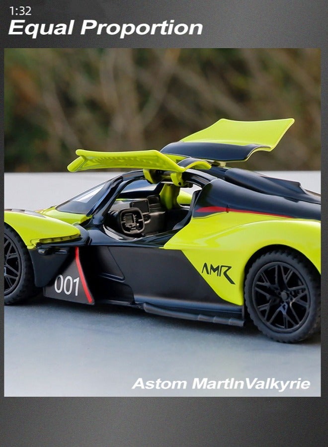 HALAMODO 1:32 Alloy Hypercar Die-Cast Vehicle Car Model , With Light/Sound & Opening Doors , Pull-Back Toy With Display Stand , Model Car for Kids Boy Girl Gift , Green , 15 cm*6.5 cm*3.7 cm - Image 4