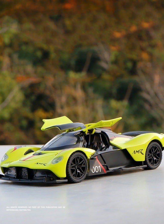 HALAMODO 1:32 Alloy Hypercar Die-Cast Vehicle Car Model , With Light/Sound & Opening Doors , Pull-Back Toy With Display Stand , Model Car for Kids Boy Girl Gift , Green , 15 cm*6.5 cm*3.7 cm - Image 5