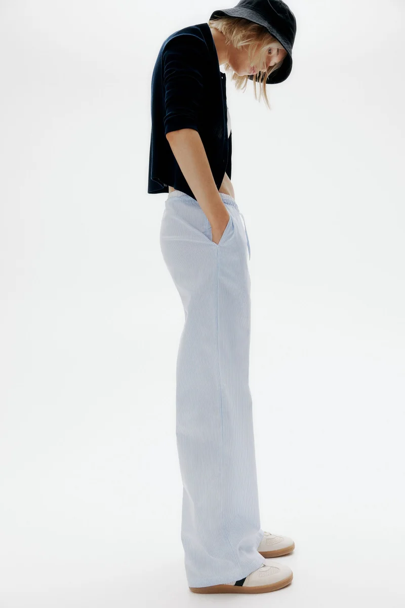 H&M Double-waistband poplin pyjama bottoms