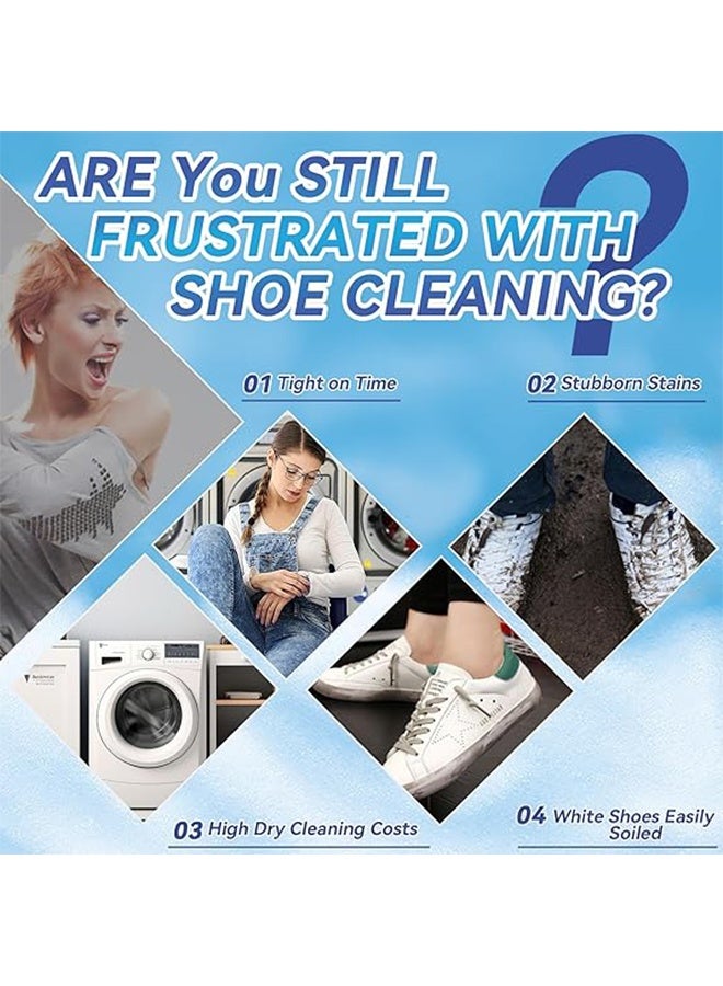 HOMTOPY 100ml White Shoe Cleaner, Shoe Cleaning Kit with Brush and Towel, Sneaker Cleaner Works on Leather, Knit, Canvas, PU - Image 2