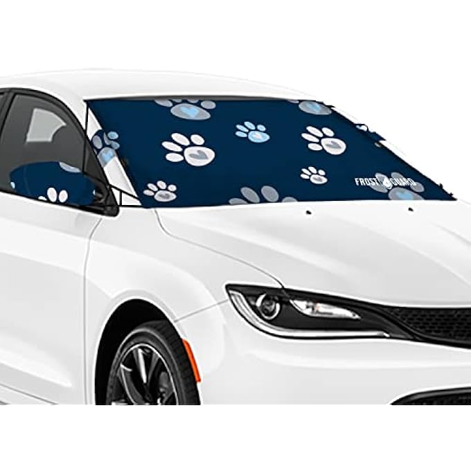 rayihni FrostGuard Vortex | Full-Coverage Car Windshield Cover for Ice and Snow, Standard Size (Puppy Paws) - Wiper Blade + Side Mirror Covers - Fit-Fast Straps, Security Panels + Storage Pouch - 59x41 Inches - Image 2