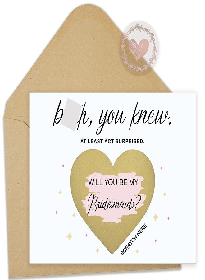 SEEBERY Bridesmaid Proposal Card - Will You Be My Bridesmaid - Funny Scratch Off Card with Envelope - Unique Bridesmaid Proposal Gift - Surprise Wedding or Bridal Shower Invitation - Image 1