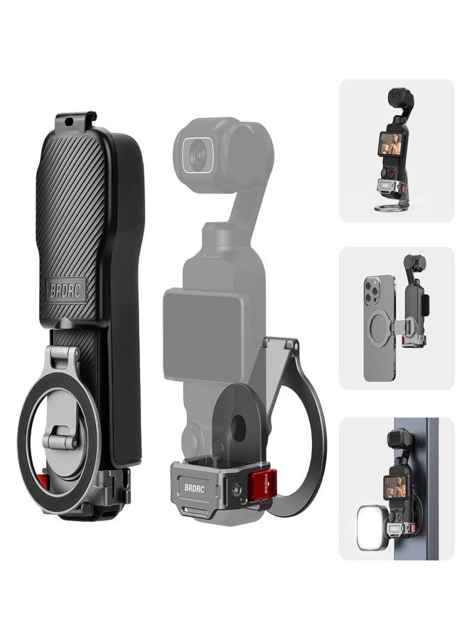 BRDRC Pocket 3 Magnetic Mount, Phone Holder for Mag Safe Aluminum Alloy Magnet Expansion Adapter with Cold Shoe for DJI OSMO Pocket 3 Creator Combo Accessories (with Protective Cover) - Image 1