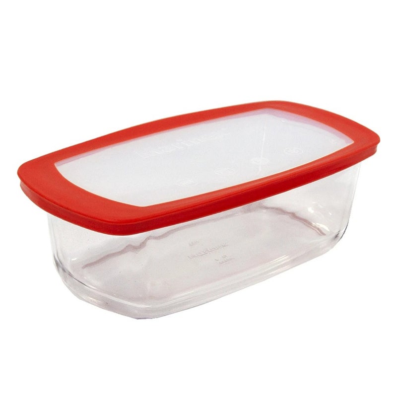 Marinex Glass Rectangular Loaf Dish with Plastic Lid 1.5L – Clear - Image 2