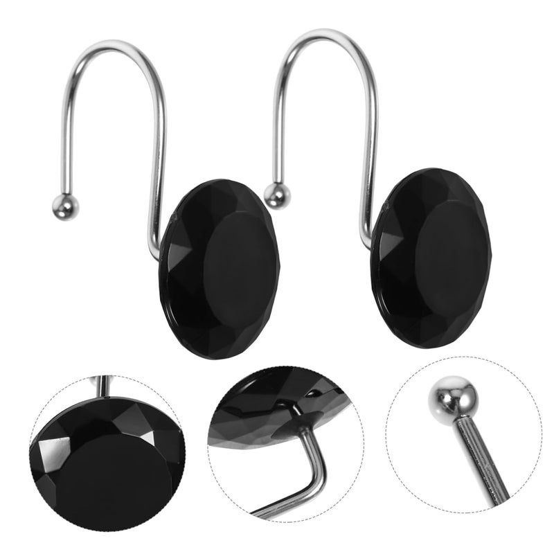 Black Shower Curtain Hooks 12 Pack Easy Install for Halloween Bathroom Decor - Image 5
