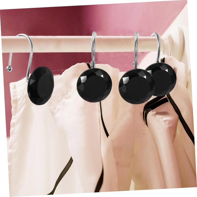Black Shower Curtain Hooks 12 Pack Easy Install for Halloween Bathroom Decor - Image 4