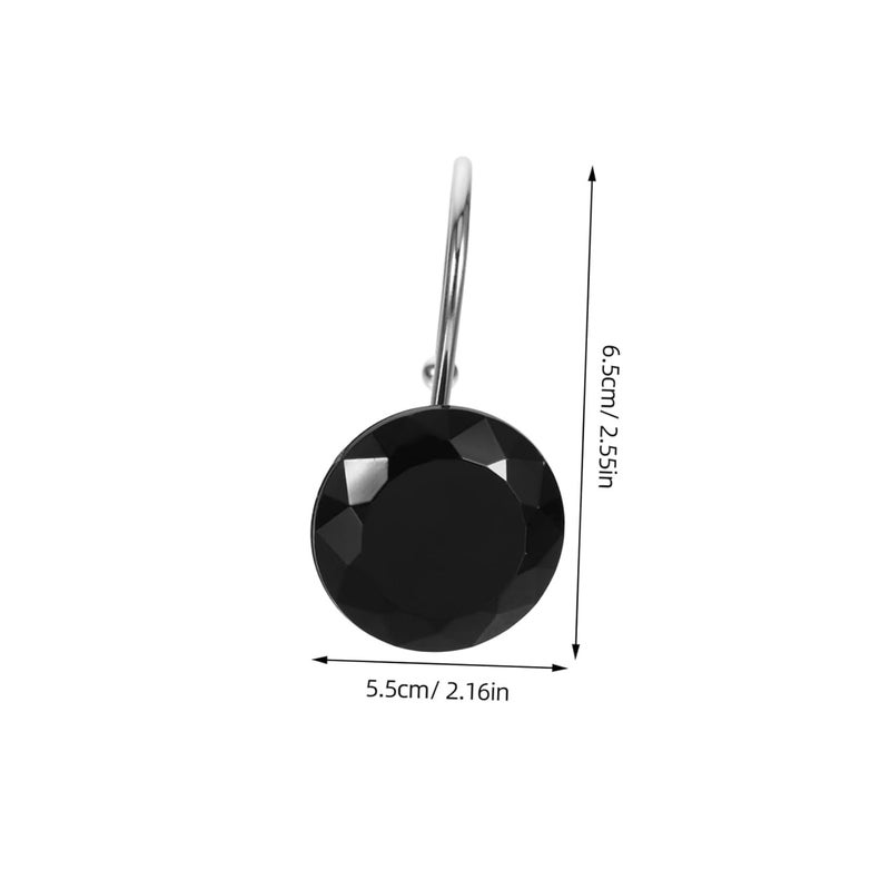 Black Shower Curtain Hooks 12 Pack Easy Install for Halloween Bathroom Decor - Image 3