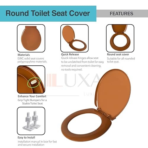 LUXART Toilet Seat Cover 17.9L x 14.5W Inc Indian Commode Oval Seat Cover With Round Edge | EWC Non Soft Close Commode Cover With Installation Kit | PP Western Toilet Cover For Bathroom Commercial Use - Image 2