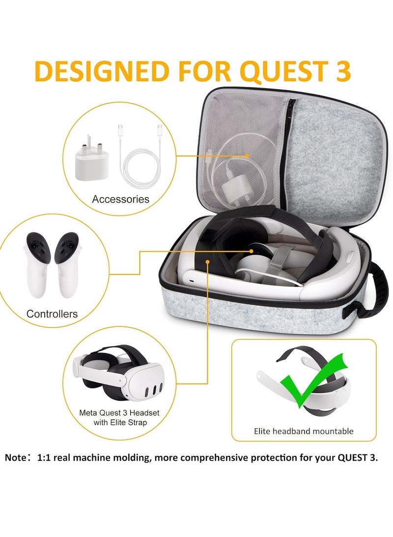 Hard Carrying Case for Meta Quest 3, Suitable for Travel and Home Storage, Portable Protection for Oculus Quest 3 with Elite Strap, Touch Controller and Other Accessories - Image 2