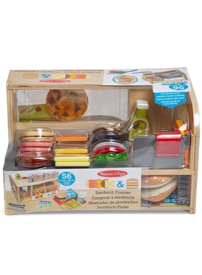Melissa & Doug Wooden Slice & Stack Sandwich Counter – Pretend Play Deli Set with Wooden Sandwich Ingredients, Play Money, Utensils & Storage – Imaginative Role-Play Toy for Kids Ages 3+ | MD31650 - Image 2