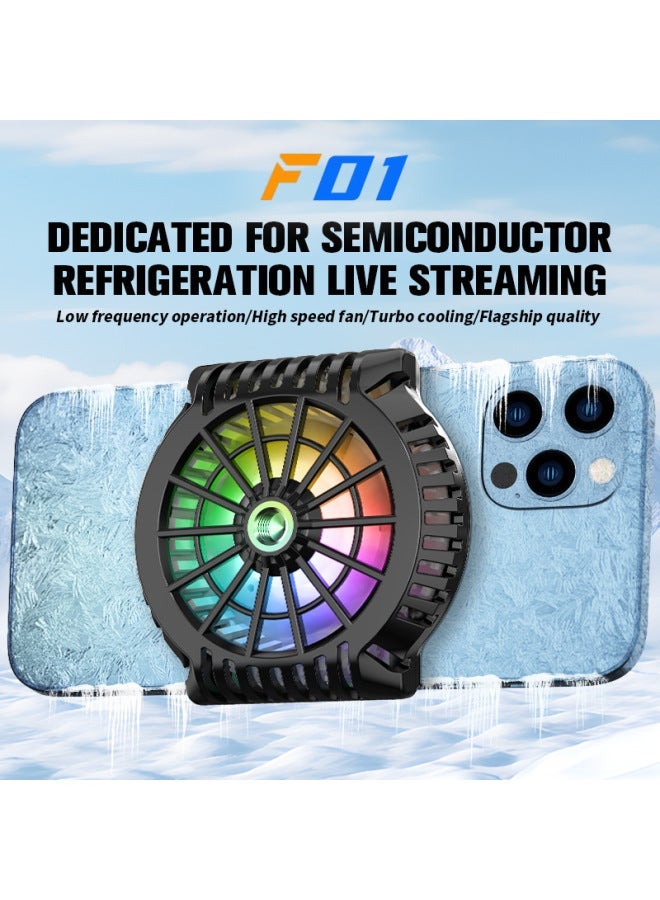 Mobile Phone Radiator Cooling Artifact Semiconductor Refrigeration Mute Live Game E-sports Ice Heat Dissipation-Color:Black - Image 2