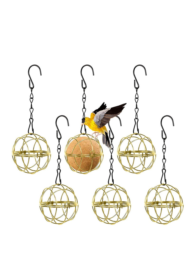 Excefore Suet Bird Feeder Outdoor Hanging Bird Feeders with Hooks Durable Gold Metal Bird Suet Balls Feeders Easy to Fill Attract Various Outdoor Wild Birds for Wild Birds Outdoor Garden Gold  - Image 1
