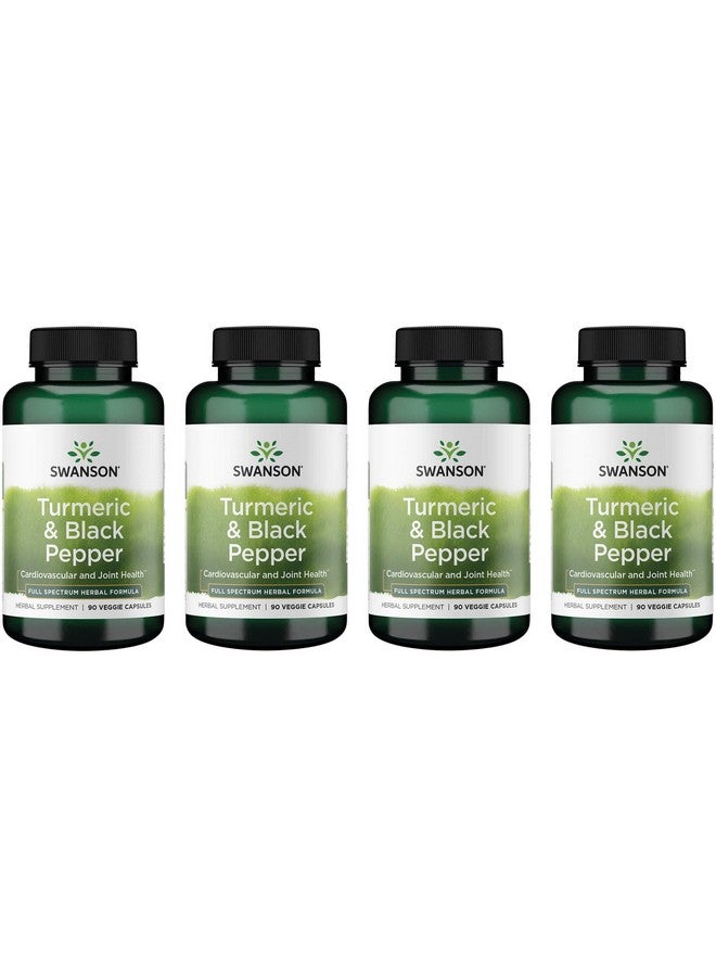 Swanson Premium- Turmeric & Black Pepper - Antioxidant, Digestion & Joint Support - 90 Veg Caps (4 Pack)