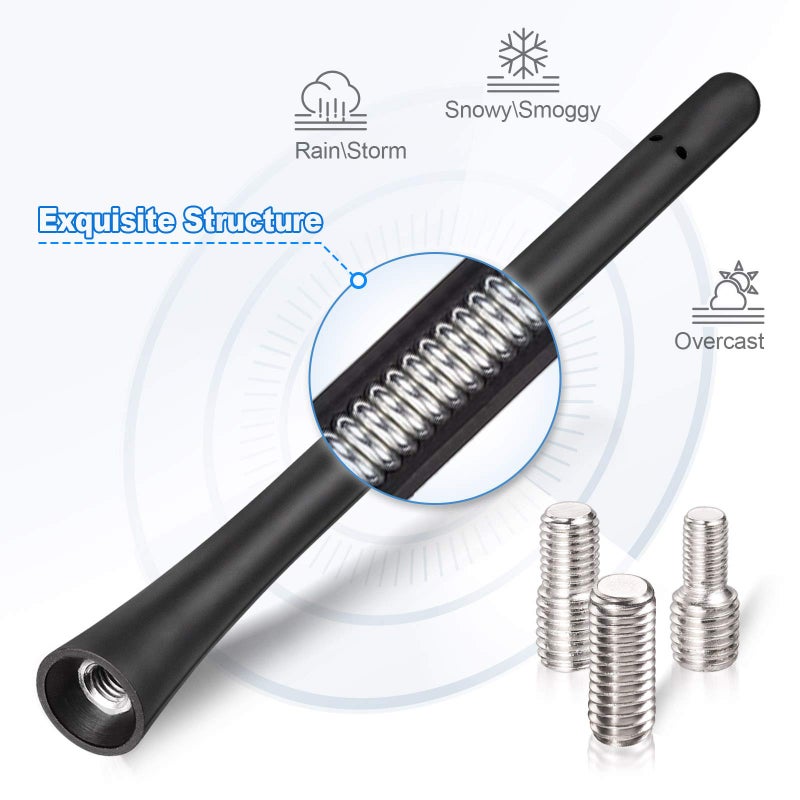 Eightwood Car Radio Rubber Antenna Mast 7 inch FM AM Universal Roof Mount Vehicle Antennae Replacement with M4 M5 M6 Screw Adapter - Image 2