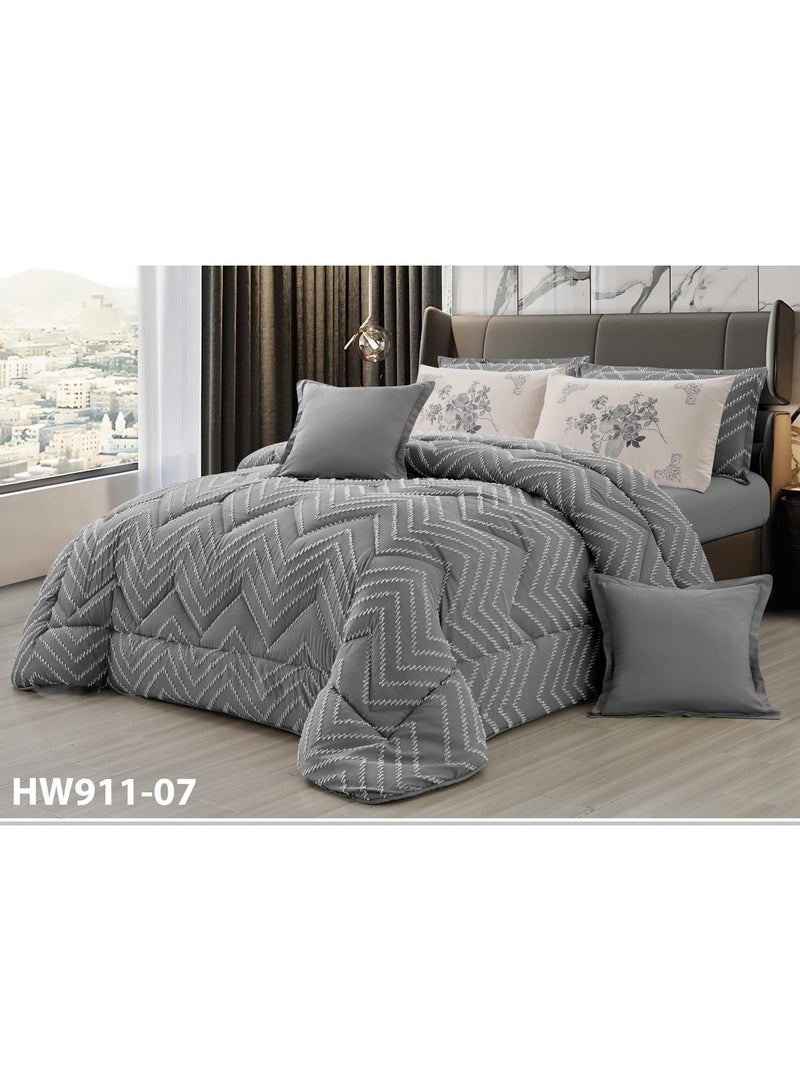 Moon Double-sided jacquard quilt set, summer mattress, 6 pieces, fixed medium filling, size 230 x 250 