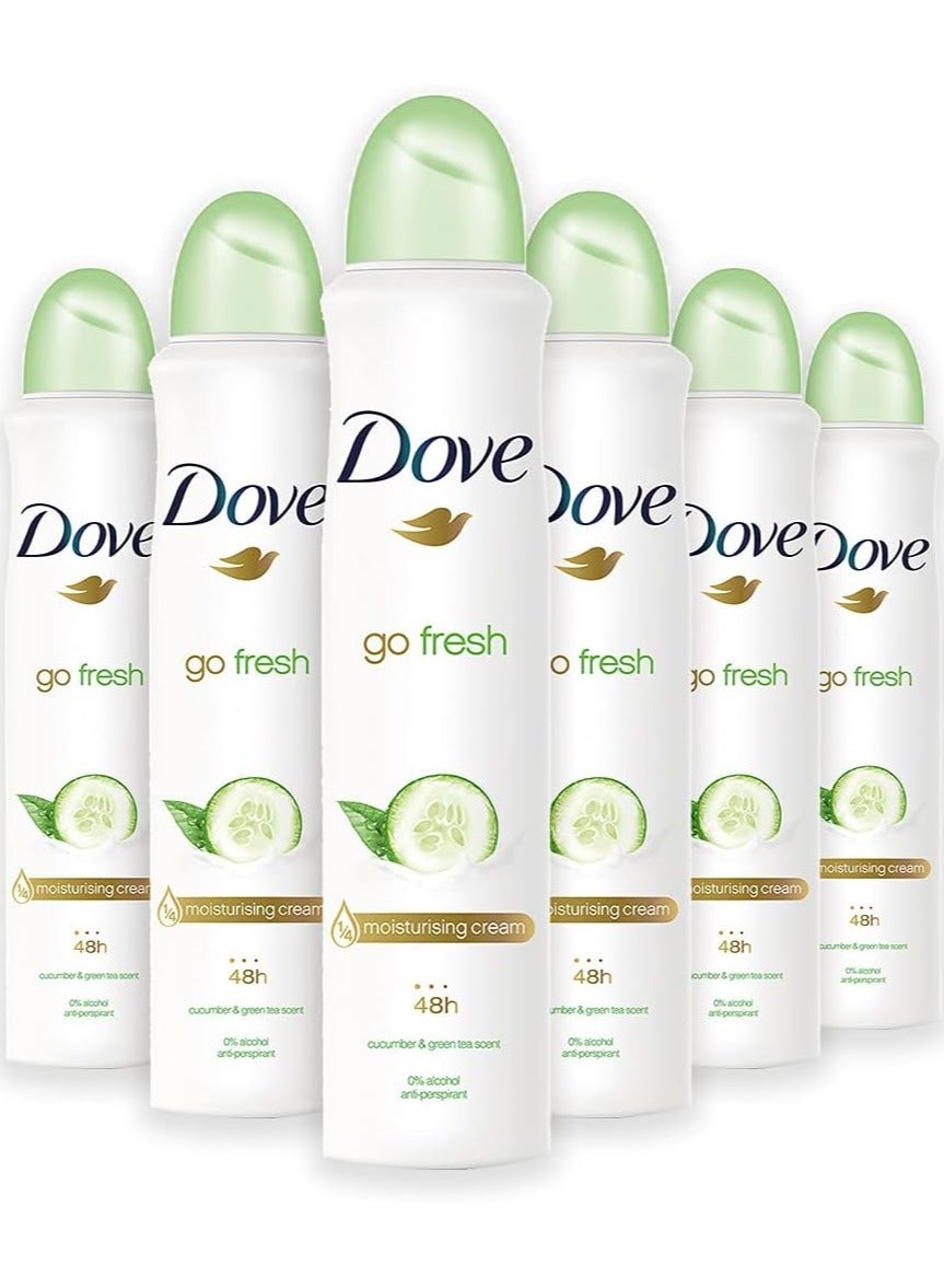 Dove Go Fresh, Deodorant Spray Cucumber and Green Tea 6 x 250ml