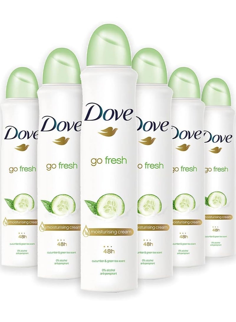 دوف جو فريش، رذاذ مزيل العرق بالخيار والشاي الأخضر 6 × 250 مل