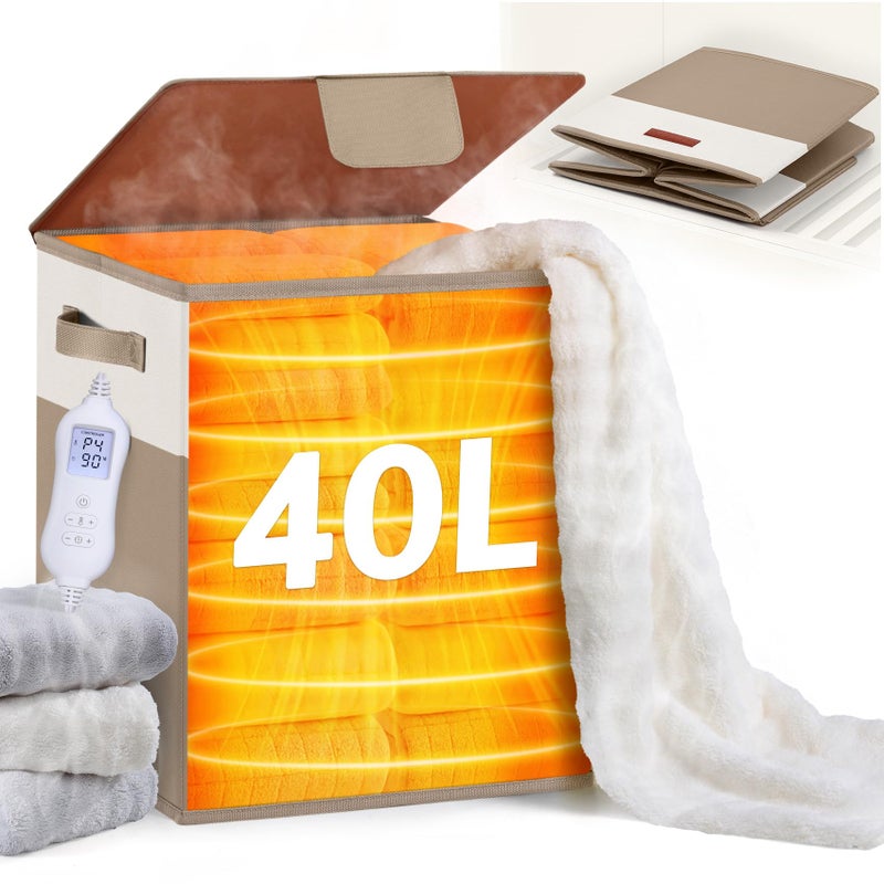 Leroci Foldable Towel Warmer 40L Large Capacity for Oversized Towels, Robes & Blankets, Fast Heating with 4 Modes, Auto Shut-Off, Gift Box - Image 1
