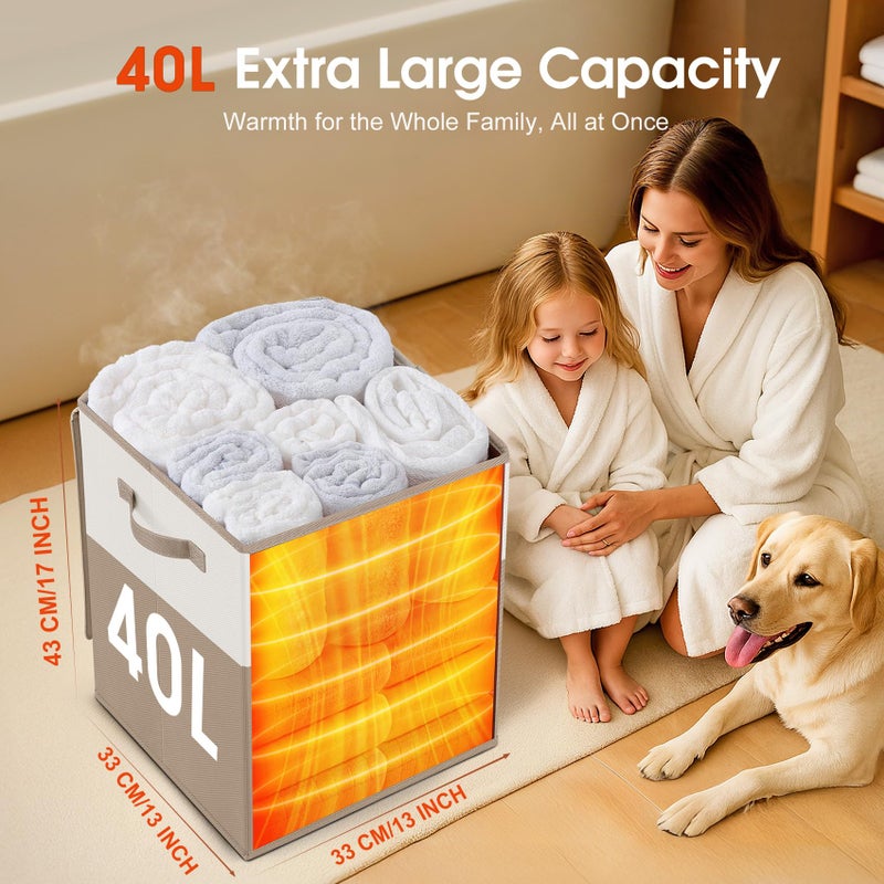 Leroci Foldable Towel Warmer 40L Large Capacity for Oversized Towels, Robes & Blankets, Fast Heating with 4 Modes, Auto Shut-Off, Gift Box - Image 2
