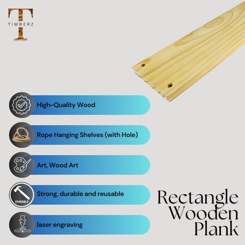 Timberz لوح خشب الصنوبر مع ثقوب للتعليق | لوح خشبي مستطيل للحرف اليدوية و DIY | لوح خشب صنوبر صلب وطبيعي (عبوة من 4)  - Image 5