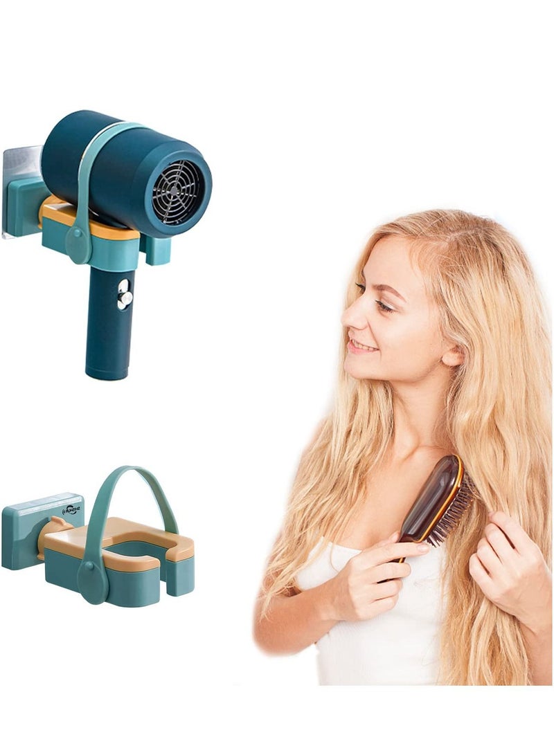 Y&D Hair Dryer Bracket, 180 ° Rotatable Wall-mounted Shelf Self-adhesive Non-perforated Thick and Durable, Not Easy to Fall off Convenient Blowing for the Bathroom Bedroom (green) - Image 1