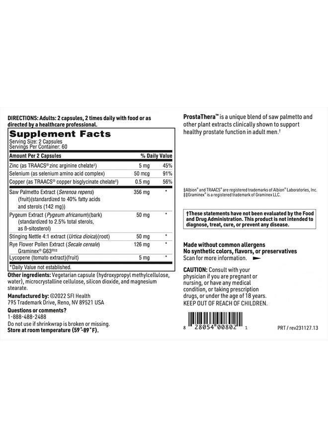 Klaire Labs Prostathera - Prostate Support for Men with Saw Palmetto, Pollen, Nettle, Pygeum & Minerals (120 Tablets) - Image 4