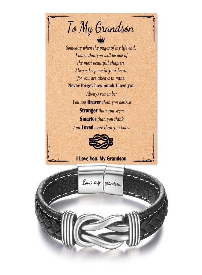 Tarsus Grandson Gifts from Grandma, Grandson Gift Leather Boys Bracelet from Grandma Christmas Birthday Gifts for Grandsons Kids Teens Boy Teenage - Image 1