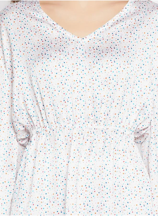 كلوفيا Satin Dot Print Peplum Top & Pyjama Set by Styli