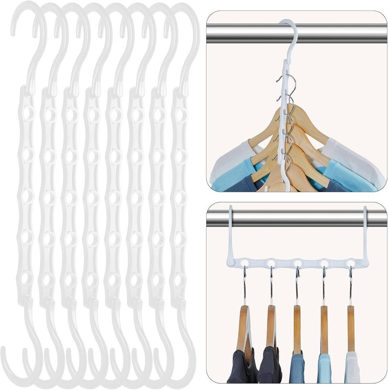 HOUSE DAY Magic Hangers - Space Saving Clothes Hangers, Pack of 8 Sturdy Plastic Hangers with 5 Holes - Image 1