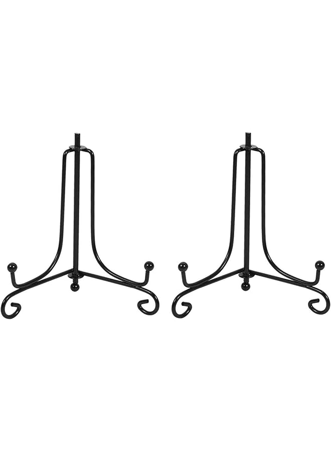 The Bros Iron Display Stand, Black Iron Easel Plate Display Photo Holder Stand, Anti-Slip Stands Book Display Stands Displays Picture Frames, Decorative Plates, Tablets and Art 4 Inch(2 Pack) - Image 1