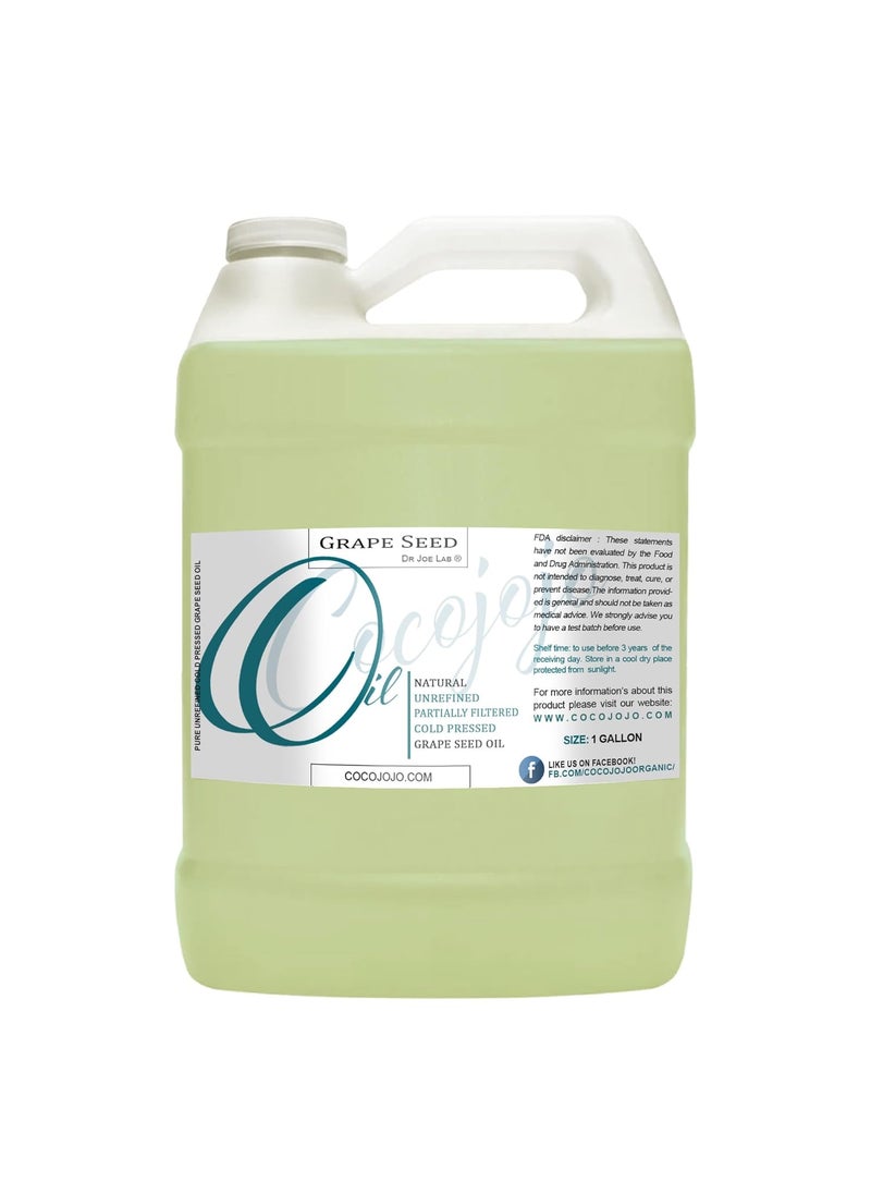 Dr Joe Lab Dr Joe Lab Grape Seed Oil 128 oz Pure Natural Cold Pressed Unrefined Extra Virgin Grapeseed Oil 1 Gallon  for Hair Skin Body Nail and Beard  Moisturizes Soothes Hydrates  Nourishes 