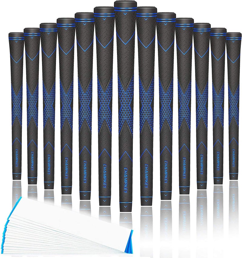 CHAMPKEY Premium Rubber Golf Grips 13 Pack | High Traction and Feedback Rubber Golf Club Grips | Choose Between 13 Grips with 15 Tapse and 13 Grips with All Kits - Image 1