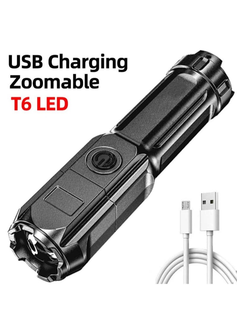 ارواق كشاف يدوي صغير قابل لإعادة الشحن بتقنية LED وإضاءة عالية و3 أوضاع للإضاءة مناسب للتخييم والطوارئ والاستخدام الخارجي - Image 1