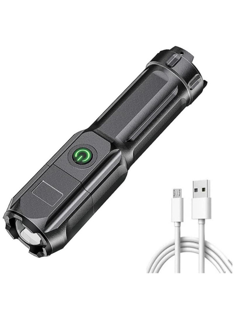 ارواق كشاف يدوي صغير قابل لإعادة الشحن بتقنية LED وإضاءة عالية و3 أوضاع للإضاءة مناسب للتخييم والطوارئ والاستخدام الخارجي - Image 2