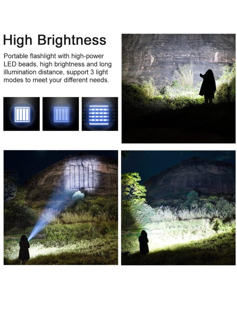 ارواق كشاف يدوي صغير قابل لإعادة الشحن بتقنية LED وإضاءة عالية و3 أوضاع للإضاءة مناسب للتخييم والطوارئ والاستخدام الخارجي - Image 3