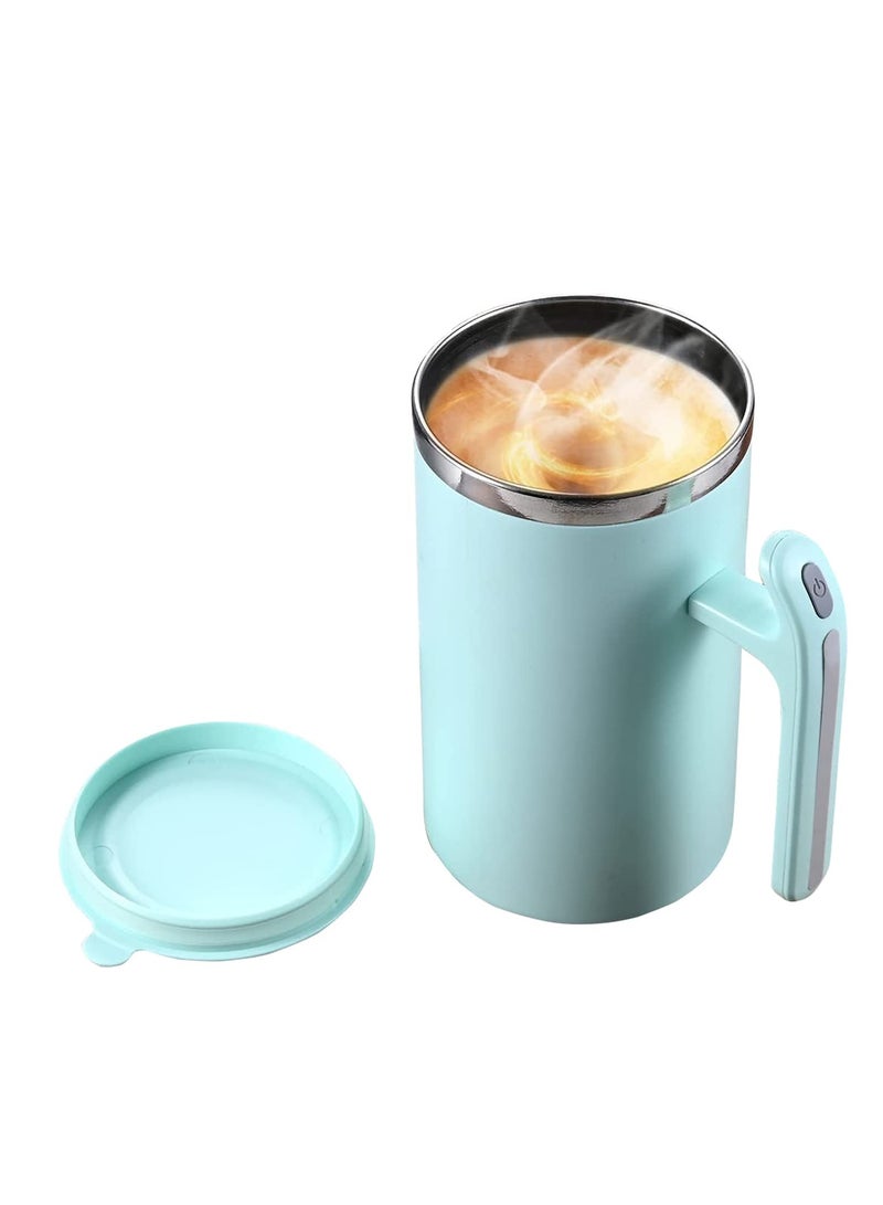 SYOSI Self Stirring Mug, Portable Battery Powered Auto Magnetic Stirring Coffee Mug, Stainless Steel Auto Self Mixing Cup for Coffee, Milk, Cocoa (380ml, Green) - Image 1