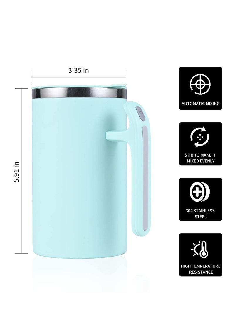 SYOSI Self Stirring Mug, Portable Battery Powered Auto Magnetic Stirring Coffee Mug, Stainless Steel Auto Self Mixing Cup for Coffee, Milk, Cocoa (380ml, Green) - Image 2