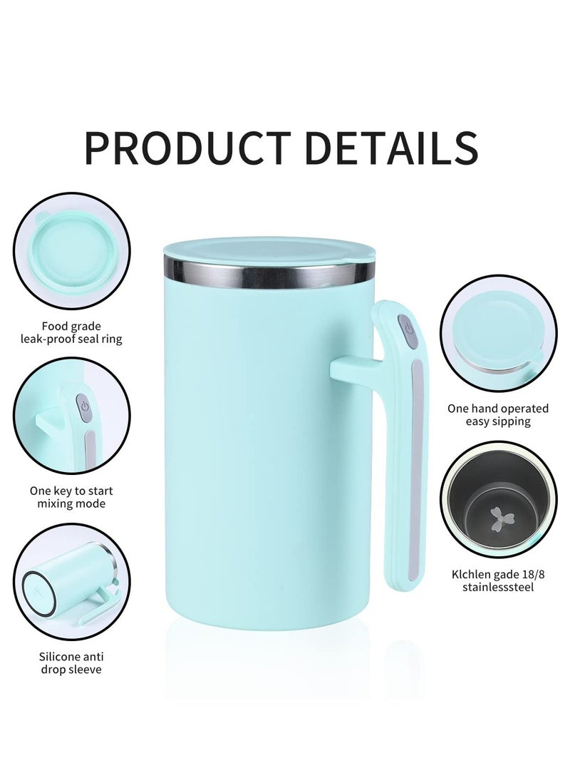 SYOSI Self Stirring Mug, Portable Battery Powered Auto Magnetic Stirring Coffee Mug, Stainless Steel Auto Self Mixing Cup for Coffee, Milk, Cocoa (380ml, Green) - Image 3