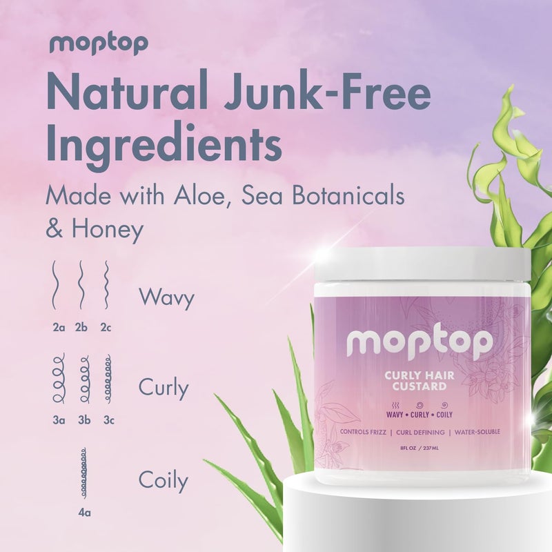 MopTop Curly Hair Gel Custard - Styling Gel for Moisturizing and Defining Soft Curls, Lightweight and Anti Frizz, Curly Hair Products for Waves, Coils & Kinks (Citrus Kumquat, 8oz) - Image 3