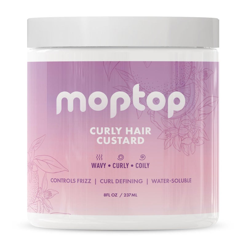 MopTop Curly Hair Gel Custard - Styling Gel for Moisturizing and Defining Soft Curls, Lightweight and Anti Frizz, Curly Hair Products for Waves, Coils & Kinks (Citrus Kumquat, 8oz) - Image 1