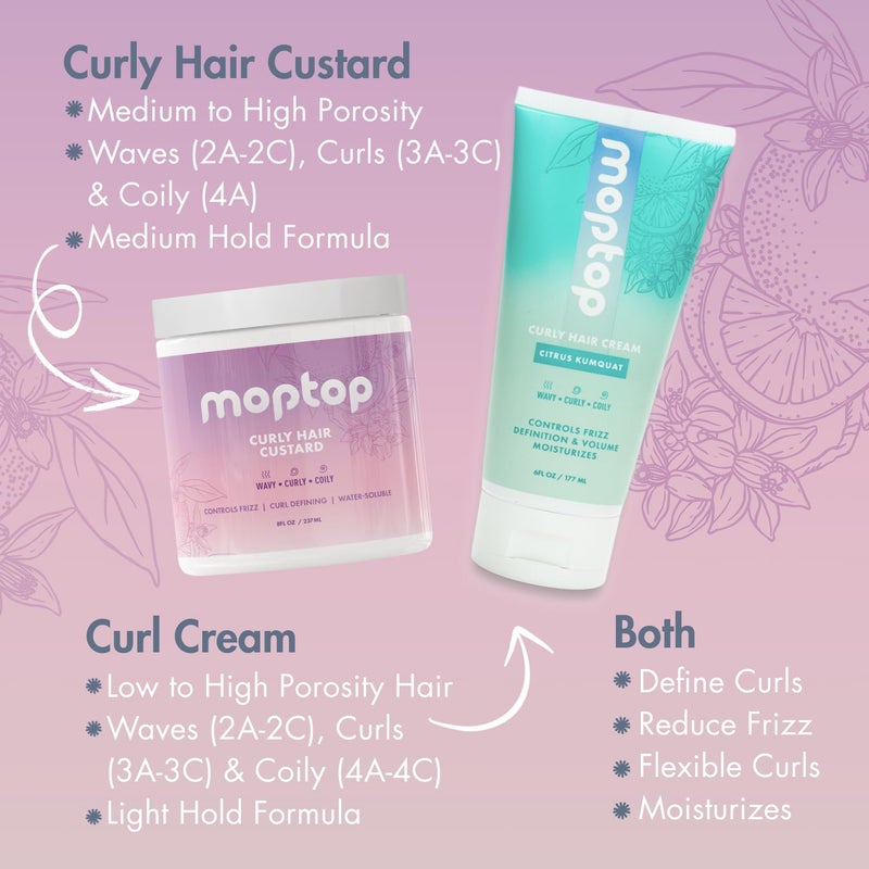 MopTop Curly Hair Gel Custard - Styling Gel for Moisturizing and Defining Soft Curls, Lightweight and Anti Frizz, Curly Hair Products for Waves, Coils & Kinks (Citrus Kumquat, 8oz) - Image 5