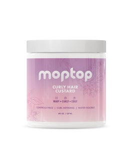 MopTop Curly Hair Custard Gel for Waves, Coils & Kinks - Anti-Frizz Curl Moisturizer, Definer & Lightweight Activator with Aloe, Great for Dry Hair, 8oz