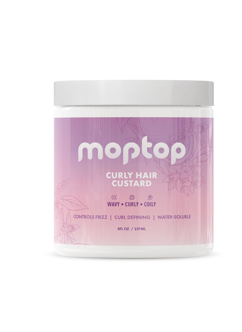 MopTop - MopTop Curly Hair Custard Gel for Waves, Coils & Kinks - Anti-Frizz Curl Moisturizer, Definer & Lightweight Activator with Aloe, Great for Dry Hair, 8oz - Image 1
