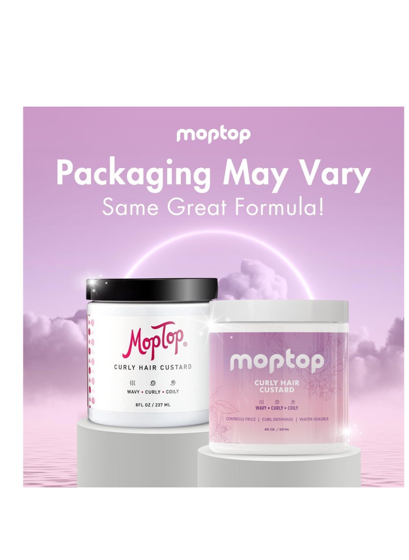 MopTop - MopTop Curly Hair Custard Gel for Waves, Coils & Kinks - Anti-Frizz Curl Moisturizer, Definer & Lightweight Activator with Aloe, Great for Dry Hair, 8oz - Image 1